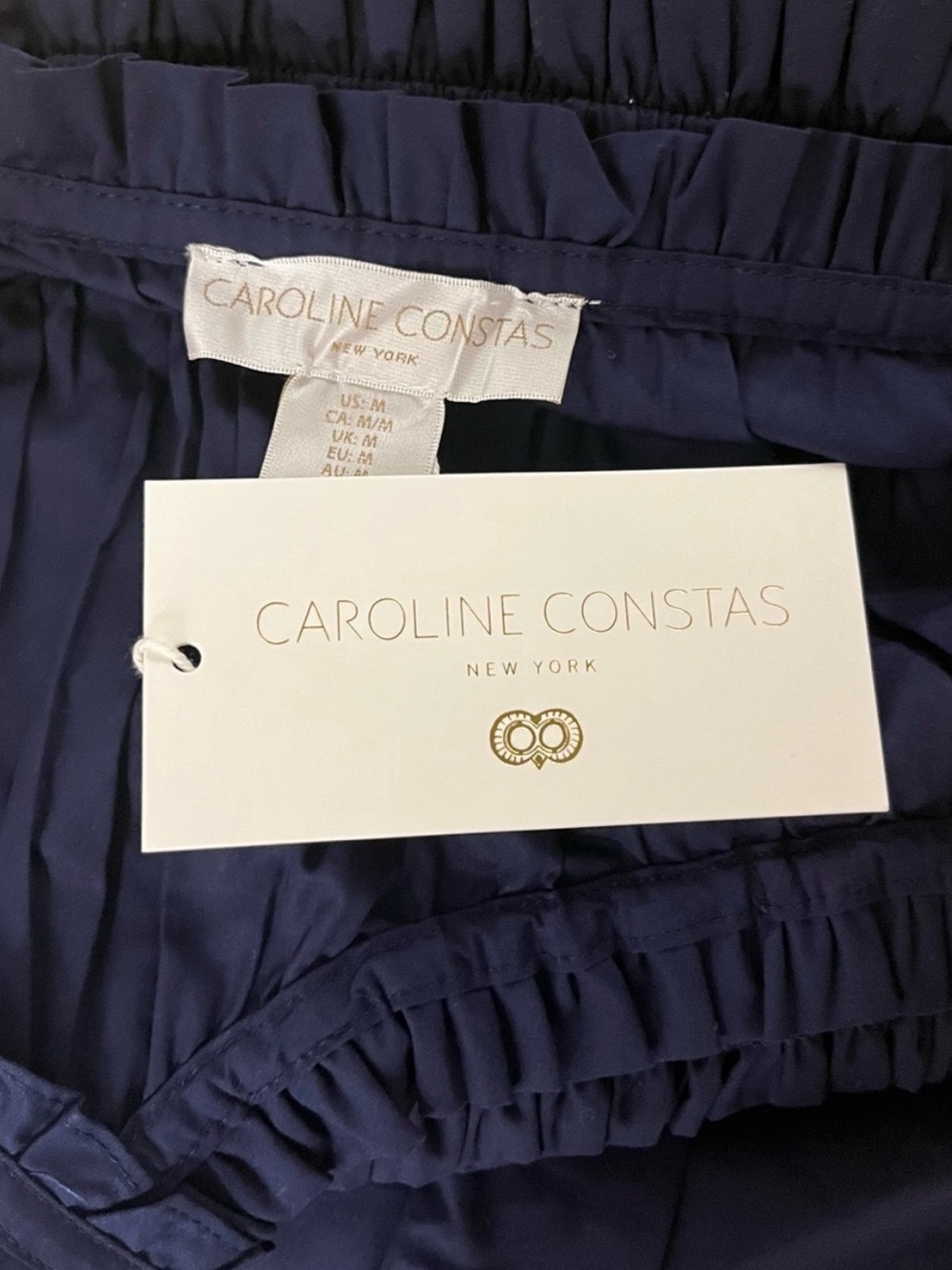 Caroline Constas Marianne Shirred Smocked Nap Dress in Navy Blue M Medium (Doen - Picture 6 of 6